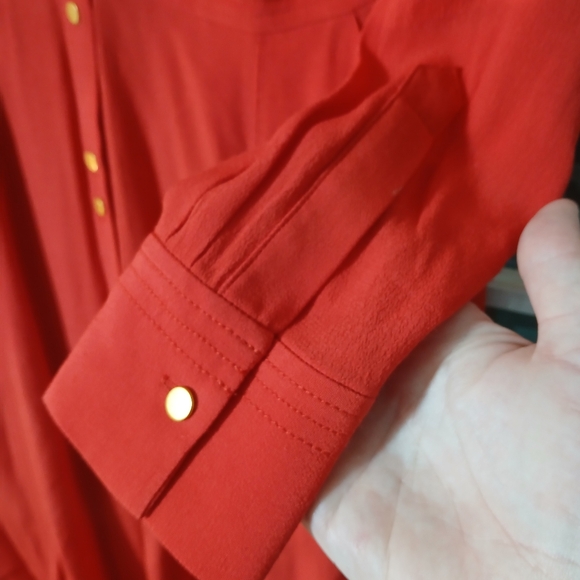 Boden Dress Women US 8R Ashbourne Gold Button Down Midi Red Long Sleeve 40" L - Picture 7 of 10